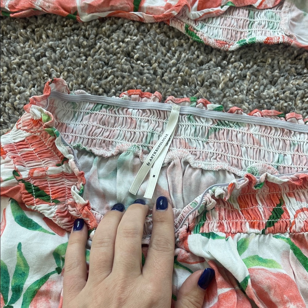 Anthropologie Peach Print Two-Piece Crop Top & Skirt Set - Picture 2 of 2